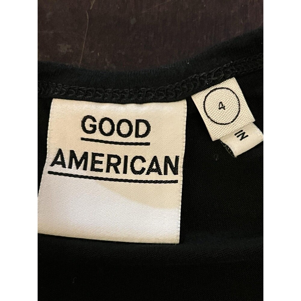 Good American Tank Top Womens 4 Black Twist Front Sleeveless Jersey Crop - Picture 7 of 11